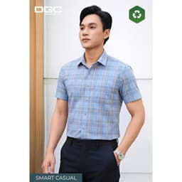 Sơ mi ngắn tay DGC dáng suông Smart Casual vạt bằng, Vải sợi tre mềm mại thoáng mát - SASNBF133M 3