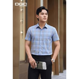Sơ mi ngắn tay DGC dáng suông Smart Casual vạt bằng, Vải sợi tre mềm mại thoáng mát - SASNBF133M 2