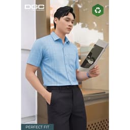 Sơ mi ngắn tay DGC dáng ôm Perfect Fit vạt bằng, Vải tre mềm mại thoáng mát - SASNBF129M 2