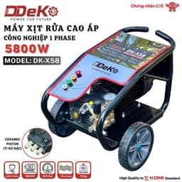 Máy xịt rửa áp lực cao DDEKO X58 loại Công nghiệp, công suất 5800W điện chuẩn 220V-230V chuyên rửa dịch vụ, BH 12 tháng 1