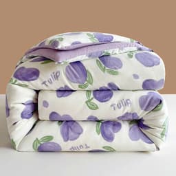 Chăn Phao Cotton Đũi Nhẹ Ấm, ẫu hoa tupip tím, Kích Thước 1m9x2m2,Trọng Lượng 2kg 1
