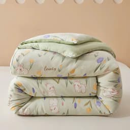 Chăn Phao Cotton Đũi Nhẹ Ấm, ẫu hoa tupip tím, Kích Thước 1m9x2m2,Trọng Lượng 2kg 3