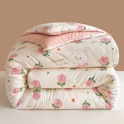 Chăn Phao Cotton Đũi Nhẹ Ấm, ẫu hoa tupip tím, Kích Thước 1m9x2m2,Trọng Lượng 2kg 8