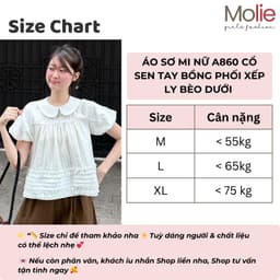 Áo Babydoll Cổ Sen Tay Bồng Bèo Dưới Xếp Ly Su Chang Gió Hàn - Áo Kiểu Thiết Kế Tiểu Thư  A860 4