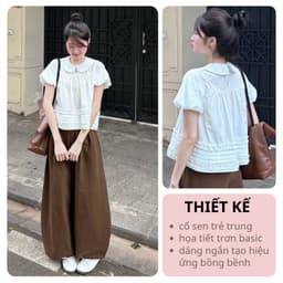 Áo Babydoll Cổ Sen Tay Bồng Bèo Dưới Xếp Ly Su Chang Gió Hàn - Áo Kiểu Thiết Kế Tiểu Thư  A860 2