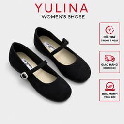 Giày búp bê nữ 𝙔𝙐𝙇𝙄𝙉𝘼 quai ngang phối khóa basic cao 1cm màu nâu đậm hot - E12 8