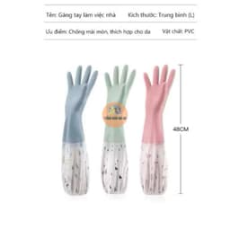 Găng tay cao su rửa chén bát giặt đồ ôm sát lót nỉ ấm áp đàn hồi tốt chống rách không hại da tay 8
