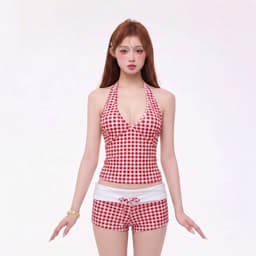 SET Áo Yếm Caro Phối Quần Đùi Ôm Lưng To Phong Cách Mùa Hè S118 panh-botique 1