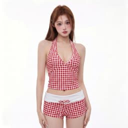 SET Áo Yếm Caro Phối Quần Đùi Ôm Lưng To Phong Cách Mùa Hè S118 panh-botique 7