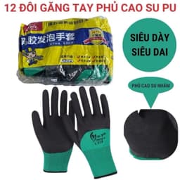 Bịch 12 Đôi găng tay phủ cao su sần 379 găng tay lao động, găng tay PU 5