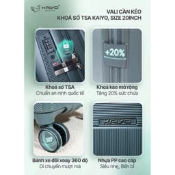 Vali cần kéo khoá số TSA Kaiyo 20inch, màu nâu [mã KCT-9606] 3