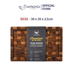 Thớt thái gỗ Teak đầu cây Kaiyo hình chữ nhật 30 x 20 x 2,5cm [mã DC01] 3