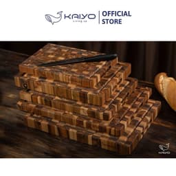 Thớt chặt gỗ Teak đầu cây Kaiyo hình chữ nhật 35 x 25 x 3,8cm [mã DC04] 7