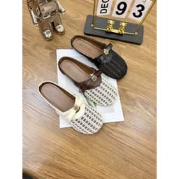 Sục Lưới Nữ Đế Bệt Mũi Tròn Phối Nơ Hoa Trà [Sẵn Hàng]. 2