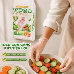 Găng tay TPE Topgia dạng rút treo tường, bịch 300 cái dùng bếp và vệ sinh nhà - Tạp hoá Gemgem 3