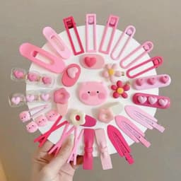 Set 19 món kẹp tóc màu hồng cute chi tiết nhẹ nhàng xinh xắn cho bé 1