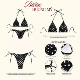 Bikini hai mảnh, đồ bơi nữ chấm bi đen, nâu buộc dây tôn dáng (Hỏa Tốc-HCM) 2
