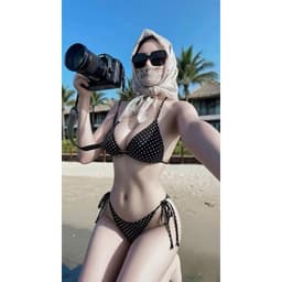 Bikini hai mảnh, đồ bơi nữ chấm bi đen, nâu buộc dây tôn dáng (Hỏa Tốc-HCM) 5