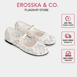 [EROSSKA] [Form 1.5] - Giày búp bê nữ balletcore lưới phối hoa quai ngang kiểu dáng basic màu kem - EL125 1