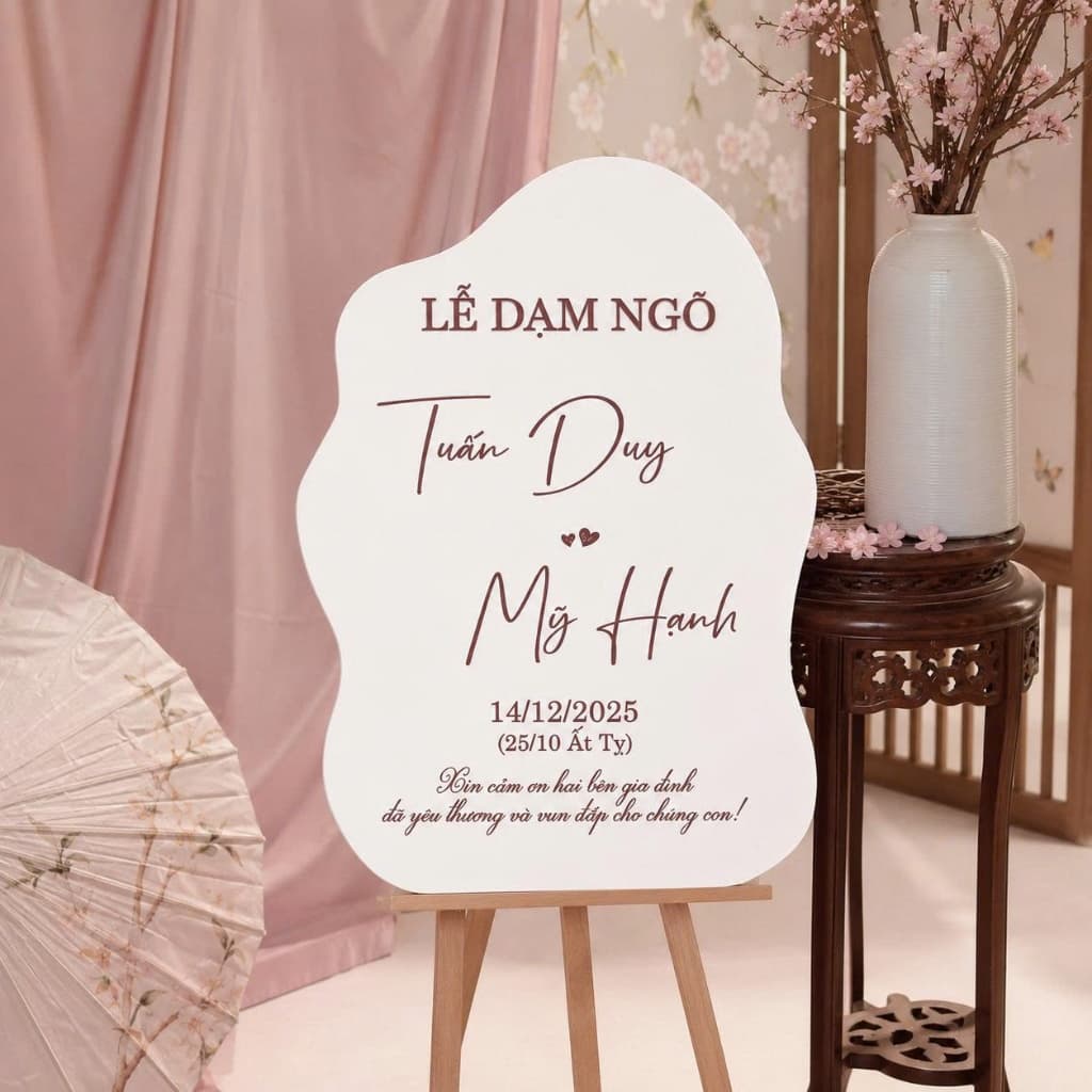 Bảng Chào Trang Trí Tiệc Cưới, Lễ Thành Hôn, Đám Hỏi FM14 - Phụ Kiện Trang Trí Sảnh Tiệc, In Tên Theo Yêu Cầu