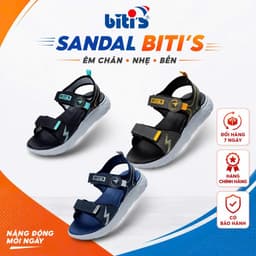 Biti's Sandal bé trai quai dán hình tia chớp đế siêu nhẹ BEB005700 chất liệu da Pu cao cấp 1