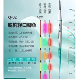 Phao rô diếc điện kiếm vũ Mã ngọn đổi màu  Tăm cứng 1,2 mm  Bầu dài - chân ngắn  Q01 - 37 cm - 0,8 g  Q02 - 37,5 cm 3