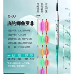 Phao rô diếc điện kiếm vũ Mã ngọn đổi màu  Tăm cứng 1,2 mm  Bầu dài - chân ngắn  Q01 - 37 cm - 0,8 g  Q02 - 37,5 cm 4