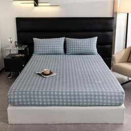 Bộ Ga Gối 3 Món Vải Cotton Đũi Thoáng Mát, Mẫu gấu nâu, Bọc Đệm 2–10cm,Đủ Kích Thước 4