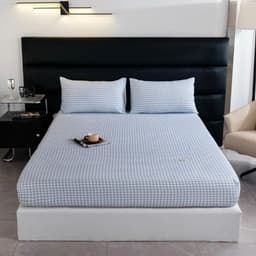 Bộ Ga Gối 3 Món Vải Cotton Đũi Thoáng Mát, Mẫu gấu nâu, Bọc Đệm 2–10cm,Đủ Kích Thước 5