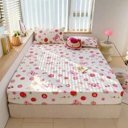 Bộ Ga Gối 3 Món Vải Cotton Đũi Thoáng Mát, Mẫu gấu nâu, Bọc Đệm 2–10cm,Đủ Kích Thước 7