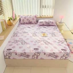 Bộ Ga Gối 3 Món Vải Cotton Đũi Thoáng Mát, Mẫu gấu nâu, Bọc Đệm 2–10cm,Đủ Kích Thước 9