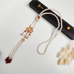 Vòng Cổ Dây Chuyền Ngọc Trai Charm Trường Mệnh Cổ Điển  – Dây Chuyền Kèm Tua Rua Sang Trọng Phụ Kiện Nữ Tính Tiểu Thư 7