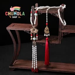 Vòng Cổ Dây Chuyền Ngọc Trai Charm Trường Mệnh Cổ Điển  – Dây Chuyền Kèm Tua Rua Sang Trọng Phụ Kiện Nữ Tính Tiểu Thư 1