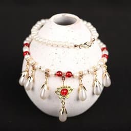 Dây Chuyền Vòng Cổ Ngọc Trai Charm Hoa Rơi Đỏ – Phong Cách Cổ Trang Quý Phái Phụ Kiện Tiểu Thư Cổ Điển Cao Cấp 3