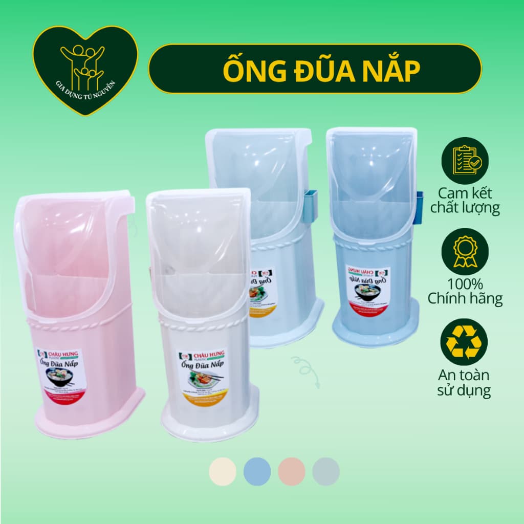Ống Đũa Có Nắp Châu Hưng – Hộp Đựng Đũa Muỗng Thoát Nước, Chống Bụi, Gọn Gàng Nhà Bếp