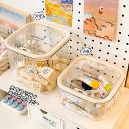 Hộp đựng cao cấp trong suốt với nắp bấm - Lý tưởng cho mỹ phẩm và rác bàn 3