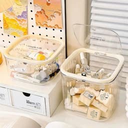 Hộp đựng cao cấp trong suốt với nắp bấm - Lý tưởng cho mỹ phẩm và rác bàn 8