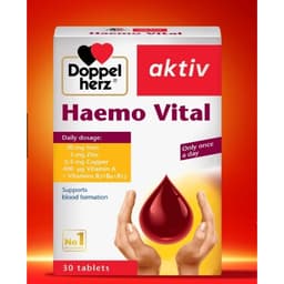 Doppelherz Haemo Vital (Hộp 30 viên) Viên uống bổ sung sắt,hỗ trợ phòng ngừa thiếu máu<BUNBUN SHOP 2
