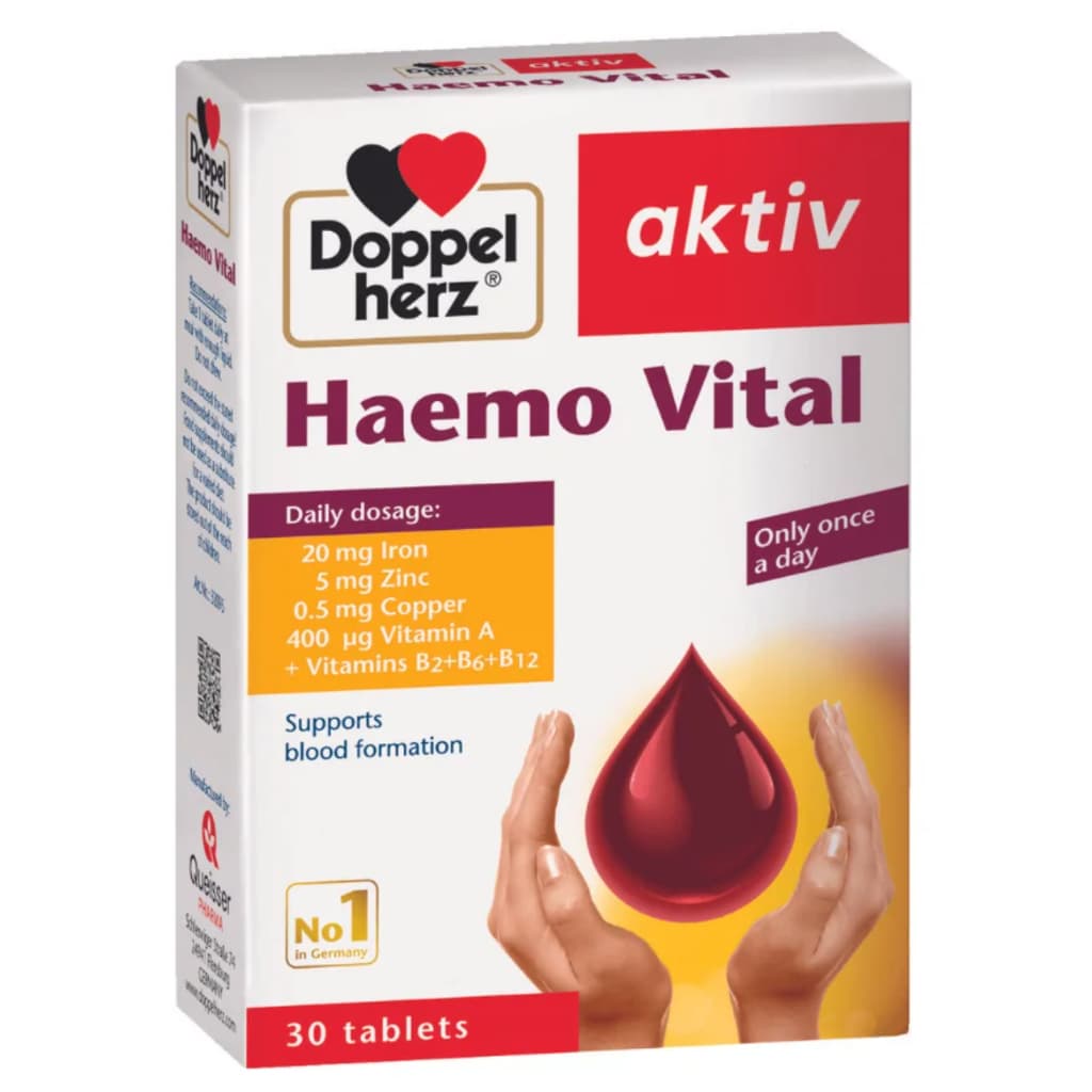 Doppelherz Haemo Vital (Hộp 30 viên) Viên uống bổ sung sắt,hỗ trợ phòng ngừa thiếu máu<BUNBUN SHOP