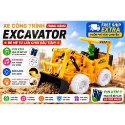 🚜 XE CÔNG TRÌNH MÁY XÚC  CHO BÉ 🚜 👉 Đồ chơi vận hành cơ – xoay gầu linh hoạt, bé chơi cực thích 3