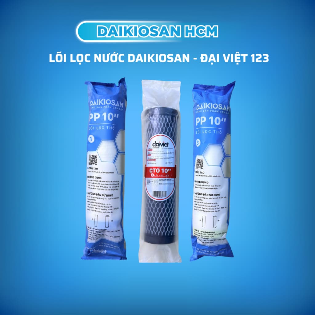 Lõi lọc nước, lõi lọc thô 123 dùng cho máy lọc nước RO -  Daikiosan - Hàng Chính Hãng