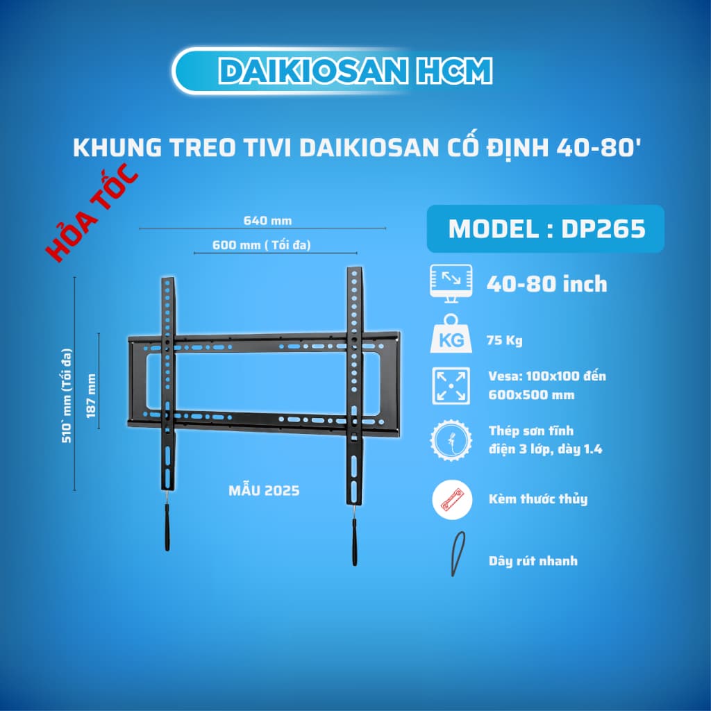 [Hỏa tốc HCM] Giá treo tivi treo tường lớn Daikiosan DP265 40-80 inch