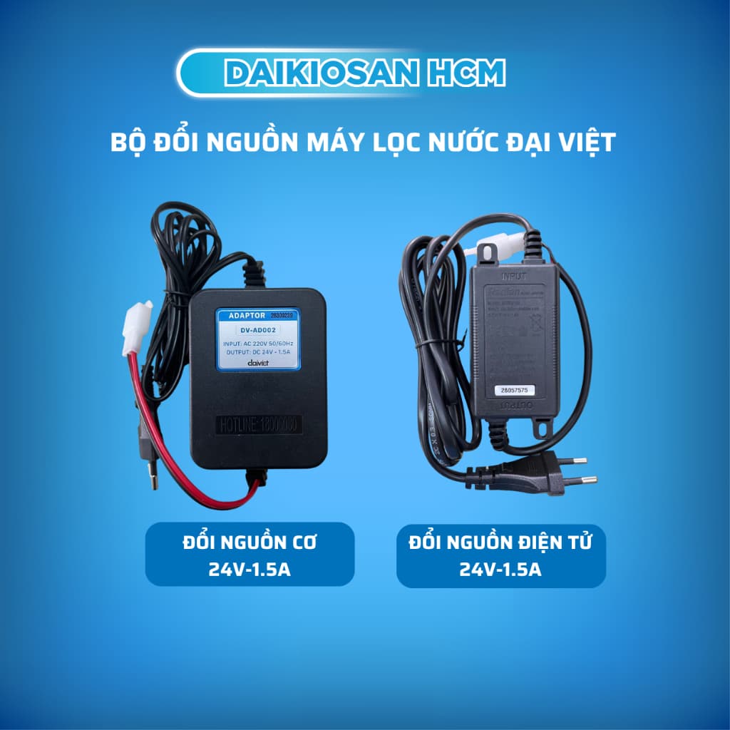 Bộ đổi nguồn 24V-1.5A Đại Việt dùng cho máy lọc nước RO có giắc cắm