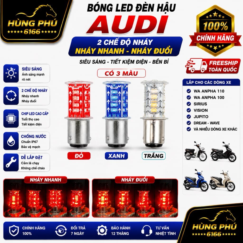 Bóng led đèn hậu audi 2 chế độ nháy