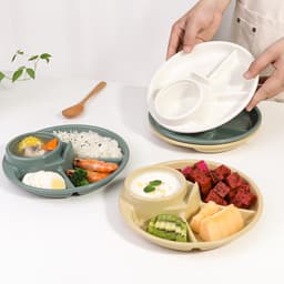 Khay ăn 3 ngăn cho bé có kèm khay để cốc và khay để thìa dĩa - màu trắng 2