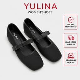 Giày Búp Bê 𝙔𝙐𝙇𝙄𝙉𝘼 Mũi Vuông Lưới Mỏng Gắn Nơ Tiểu Thư điệu đà - C430 5