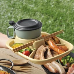 Khay ăn chia 3 ngăn kèm khay để cốc Inomata (hình chữ nhật - màu vàng) 5