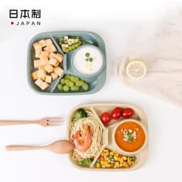 Khay ăn chia 3 ngăn kèm khay để cốc Inomata (hình chữ nhật - màu xanh) 3