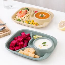 Khay ăn chia 3 ngăn kèm khay để cốc Inomata (hình chữ nhật - màu xanh) 4