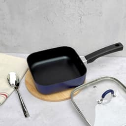 Chảo vuông chống dính có nắp kính Todaii - size 18cm, xanh navy 2